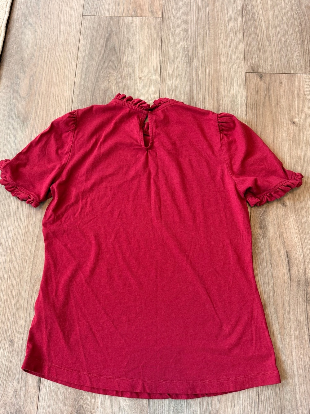 Boden Women’s Imi Super-soft Frill Tee Burgundy - Picture 8 of 8